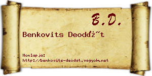 Benkovits Deodát névjegykártya